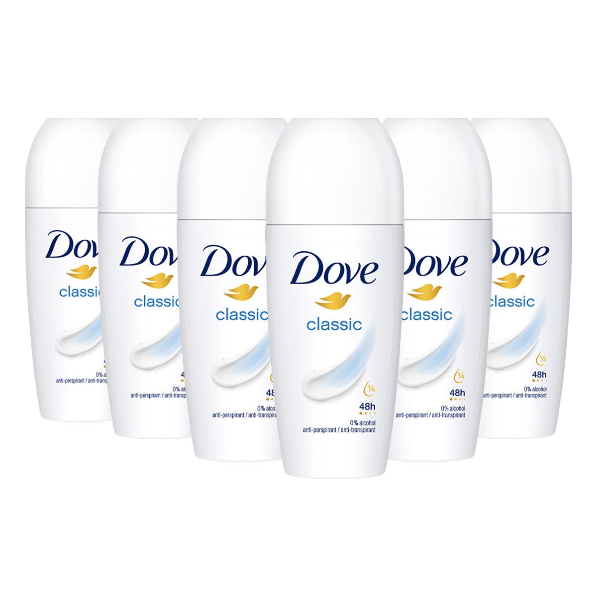 Dove Roll-On Deodorant, 6 x 50ml