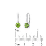 Round Cut Peridot & 0.09ctw Diamond Hoop Earrings, 14ct White Gold