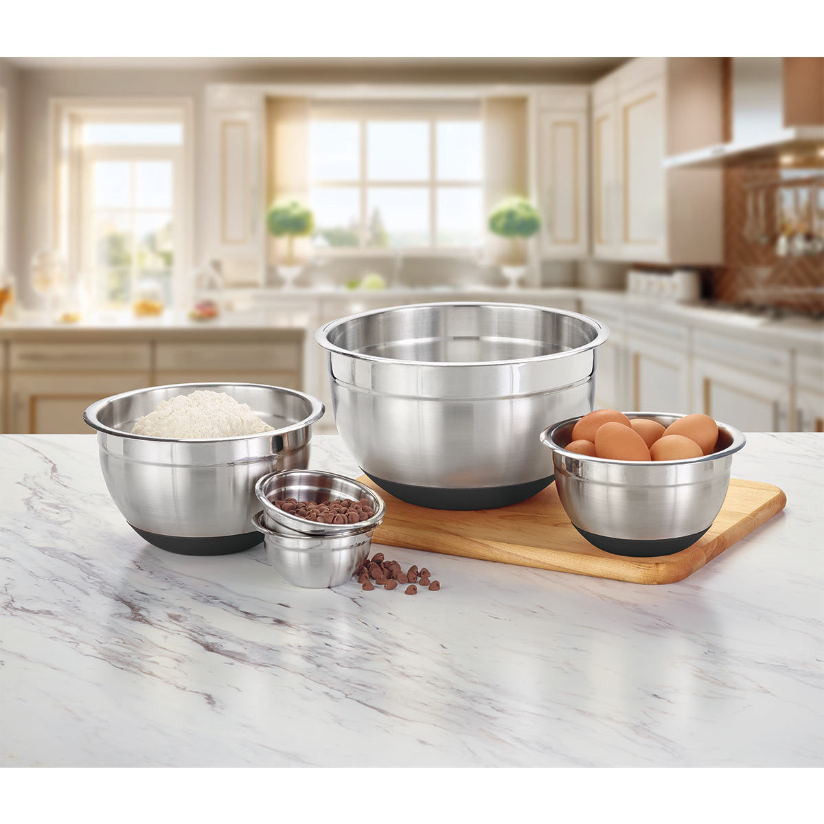 Kirkland Signature Stainless Steel Mixing Bowls, 5 Piece Set with Lids Costco UK