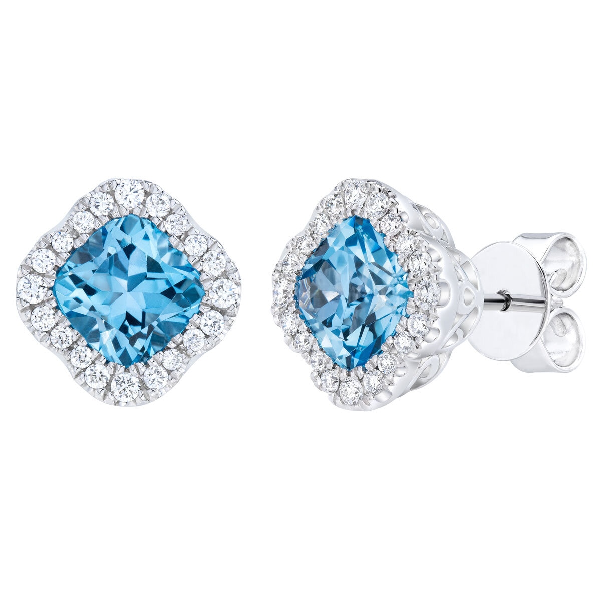 Blue Topaz & 0.27ctw Diamond Earrings, 14ct White Gold