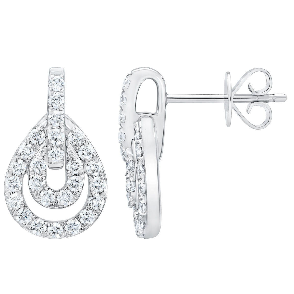 0.65ctw Round Brilliant Cut Diamond Drop Earrings, 14ct White Gold