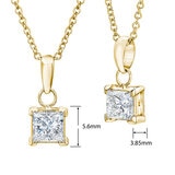 0.5ct Princess Cut Diamond Pendant, 18k Yellow Gold