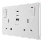 White Nexus Double Switched 13A Power Socket with 3 x USB A+C+C, Twin Pack at costco.co.uk