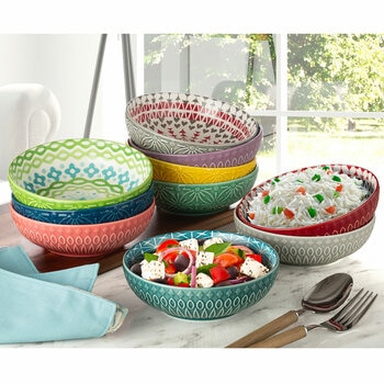Signature Housewares Stoneware Bowls, 10 Piece Signature Housewares Stoneware Bowls, 10 Piece