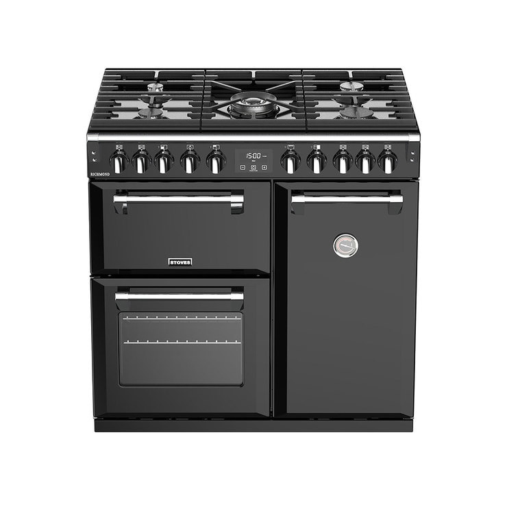 Stoves Richmond S900DF, 90cm Dual Fuel Range Cooker A Rating in Black