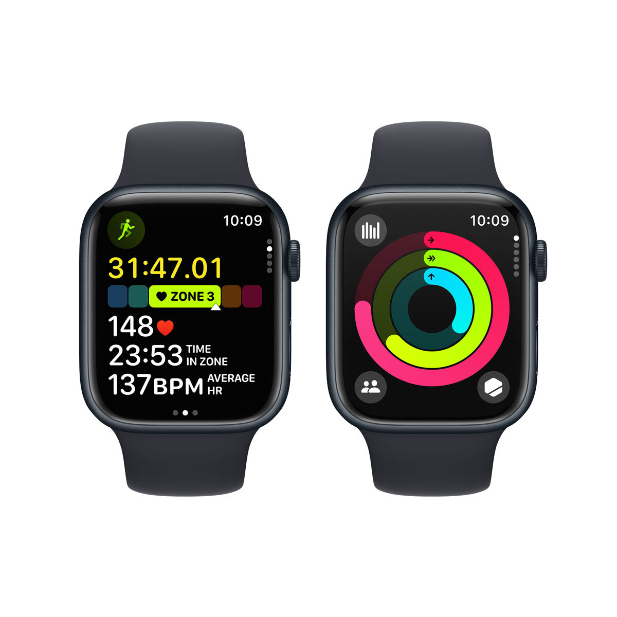 Apple Watch Series 9 GPS, 45mm Midnight Aluminium Case wi