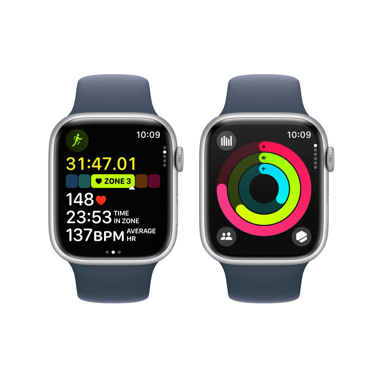 Buy Apple Watch Series 9 GPS, 41mm Silver Aluminium Case with Silver Sport Band - M/L, MRHV3QA/A