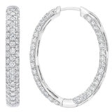 5.00ctw Round Brilliant Cut Diamond Inside & Out Hoop Earrings, 14ct White Gold