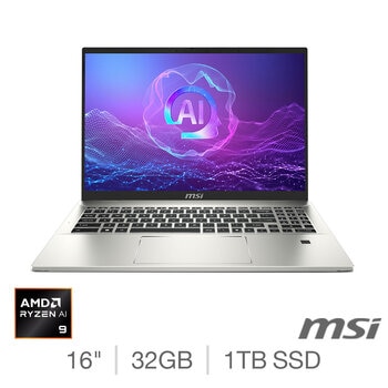 MSI Prestige A16 AI+ A3HMG, AMD Ryzen AI 9, 32GB RAM, 1TB SSD, 16 inch Laptop, 9S7-159K12-028