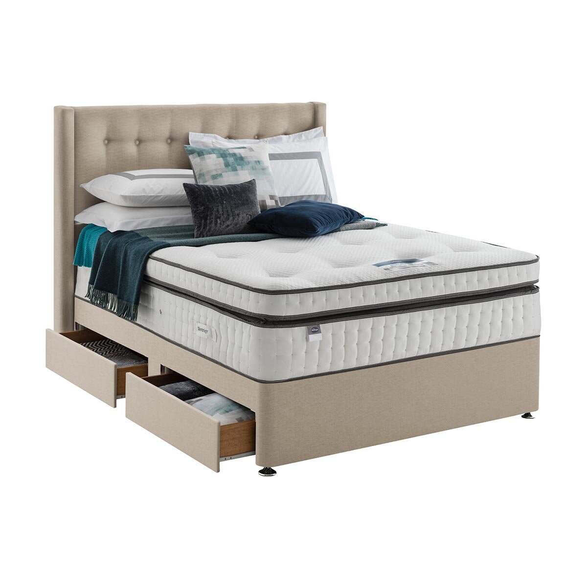 Silentnight Geltex Ultraflex 3000 Mirapocket Mattress & Divan in Sandstone, King in 2 Firmness Ratings