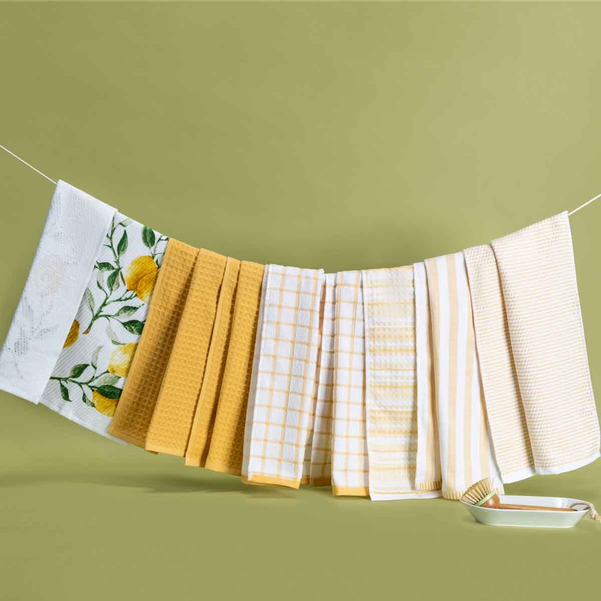 Caro Home 100% Cotton Kitchen Towels 8 Pack in Yellow