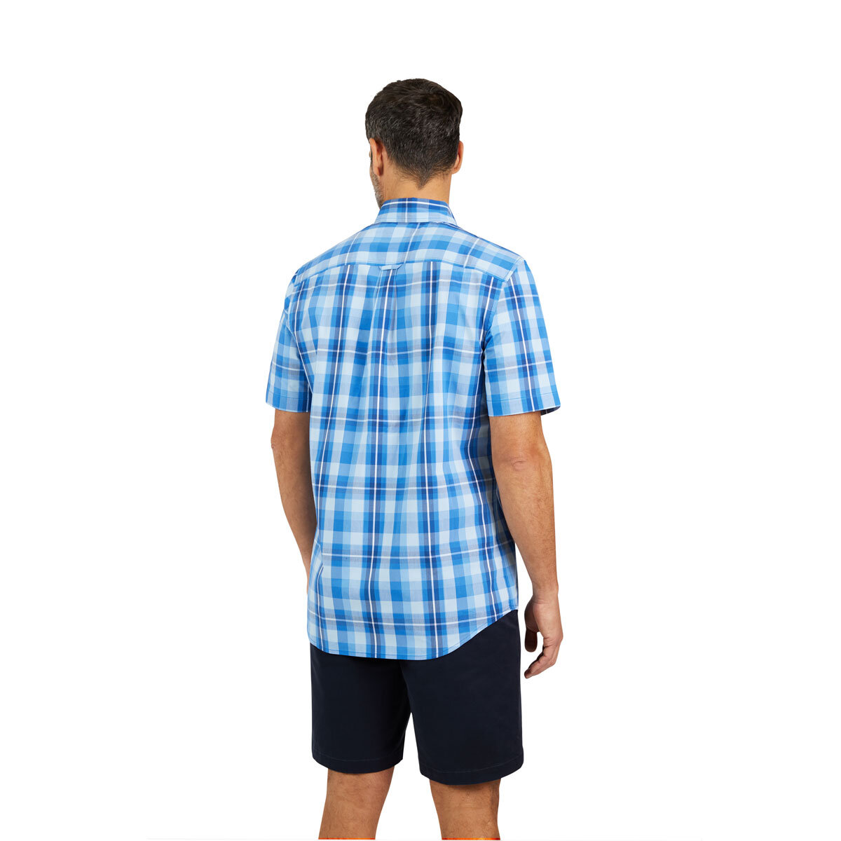 Chaps Men’s Easy Care Short Sleeve Woven Shirt in Marina Blue