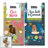 Gnaw Oat Mi!lk Chocolate and Sea Salt + Caramel Oat Mi!lk Chocolate Bars, 12 x 100g