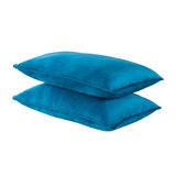 Blue velvet oblong cushion two pack