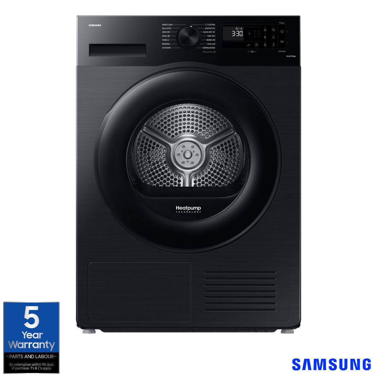 Samsung Series 5 DV90CGC0A0ABEU 9kg Heat Pump Dryer A++ Rated in Black