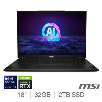 MSI Stealth, Intel Core Ultra 9, 32GB RAM, 2TB SSD, NVIDIA GeForce RTX 4070, 18 Inch Gaming Laptop, 9S7-183211-001