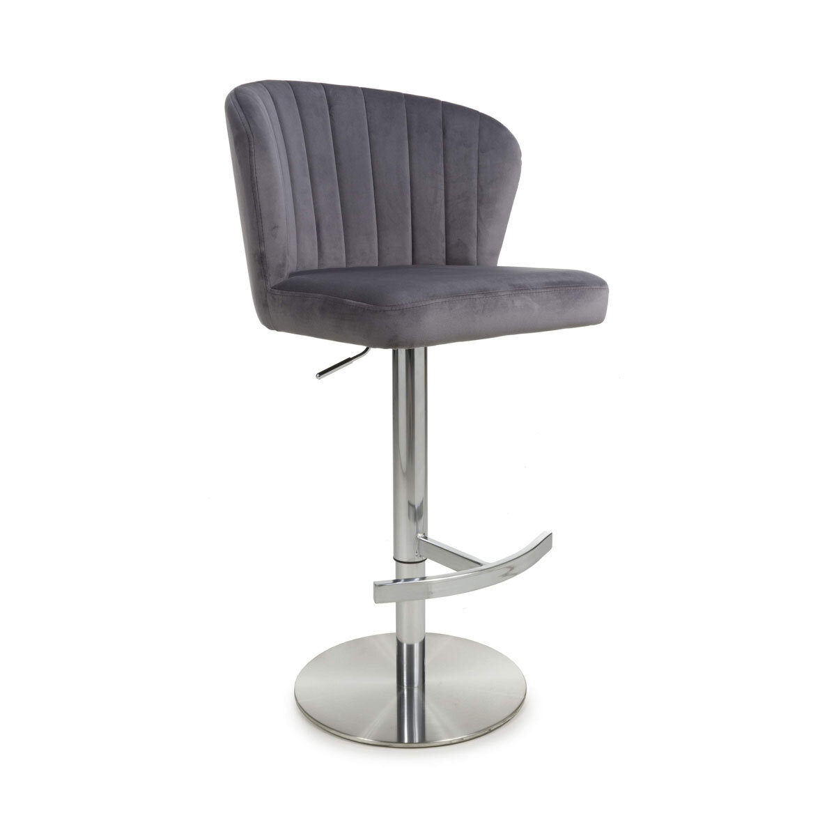 Sigma Grey Brushed Velvet Bar Stool