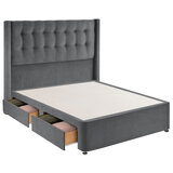 Silentnight 4 drawer velvet divan in charoal grey