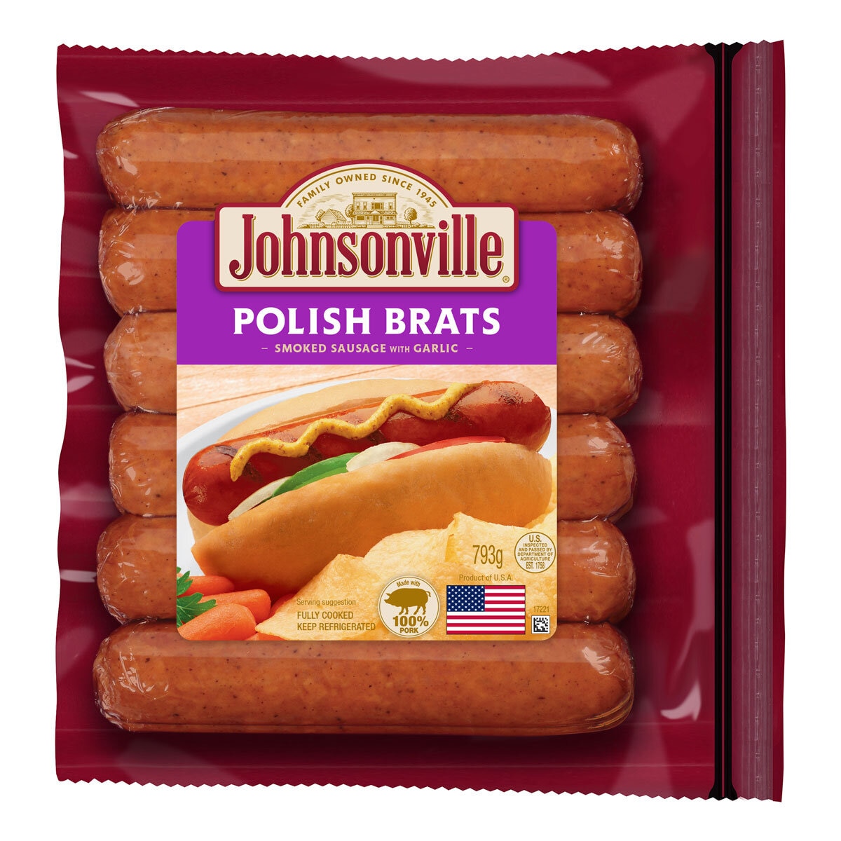 Johnsonville Smoked Sausage With Garlic, 793g 