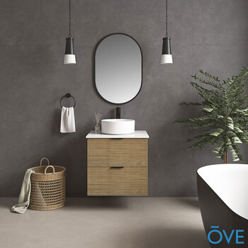 Ove Archie 600mm Wide Wall Mounted Vanity with 2 Drawers in Natural Oak