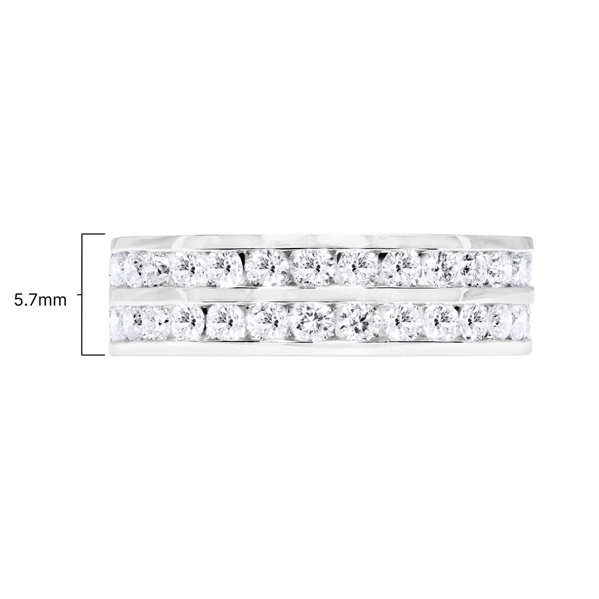 1.00ctw Round Brilliant Cut 2 Row Diamond Ring, 18ct White Gold