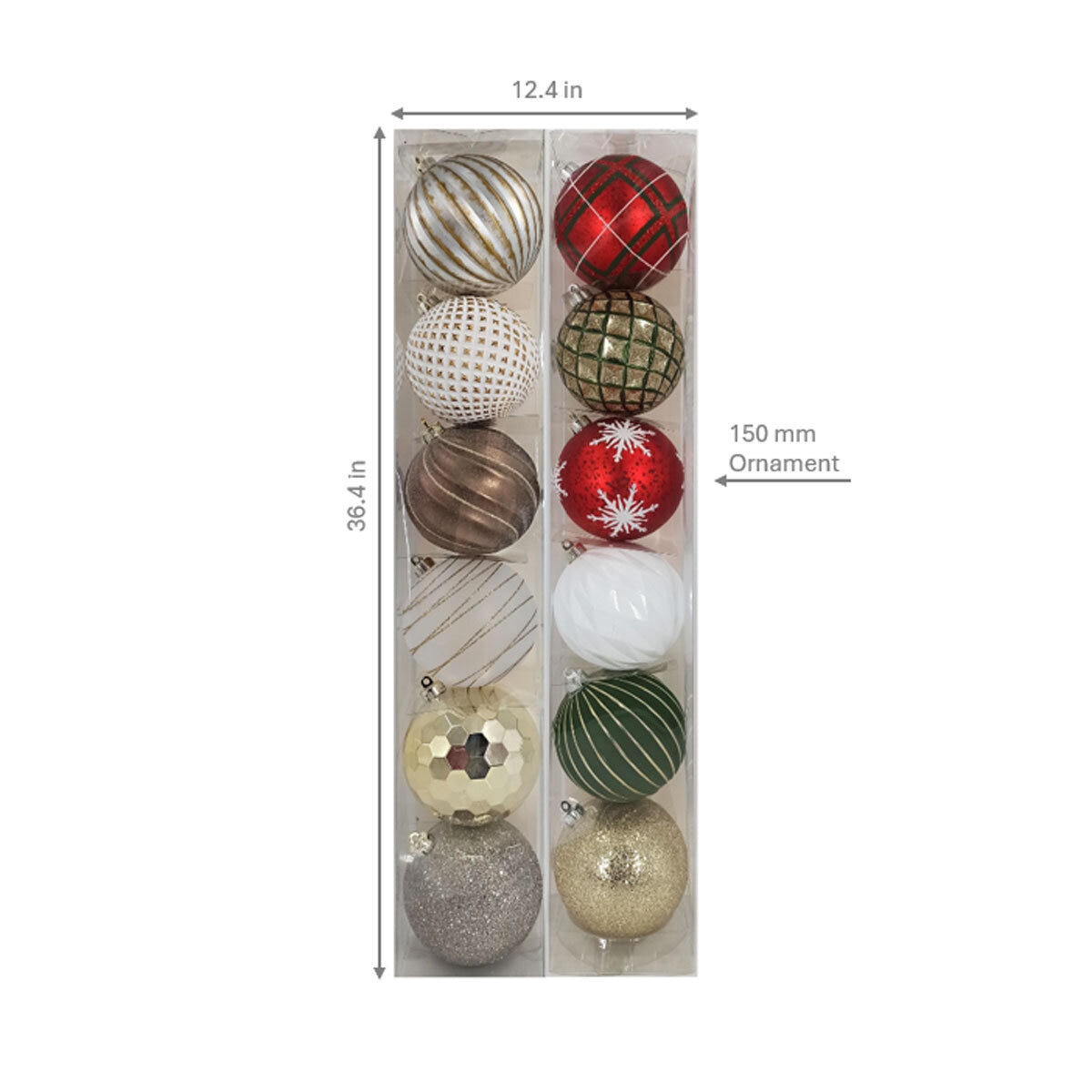 150mm (6 Inch) Shatter Resistant Indoor/Outdoor Christmas Ornaments Pack of 2