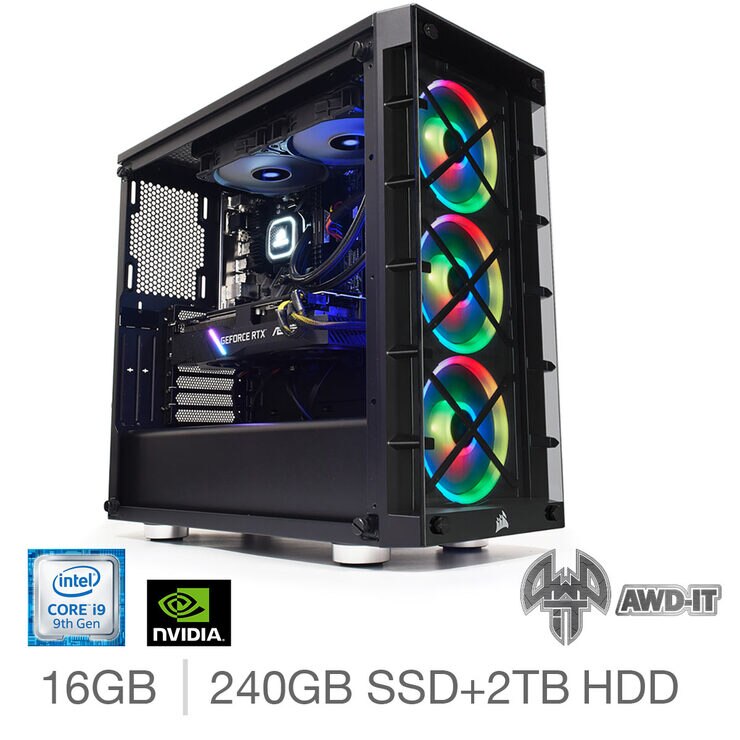 AWD-IT Fury 9, Intel Core i9, 16GB RAM, 240GB SSD + 2TB HDD, NVIDIA ...