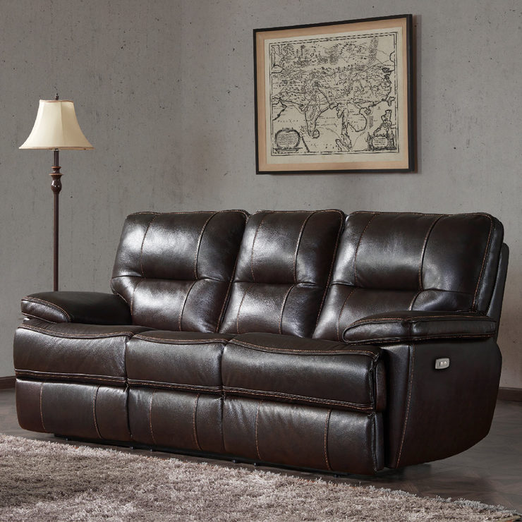 Kuka 3 Seater Brown Leather Power Recliner Sofa | Costco UK