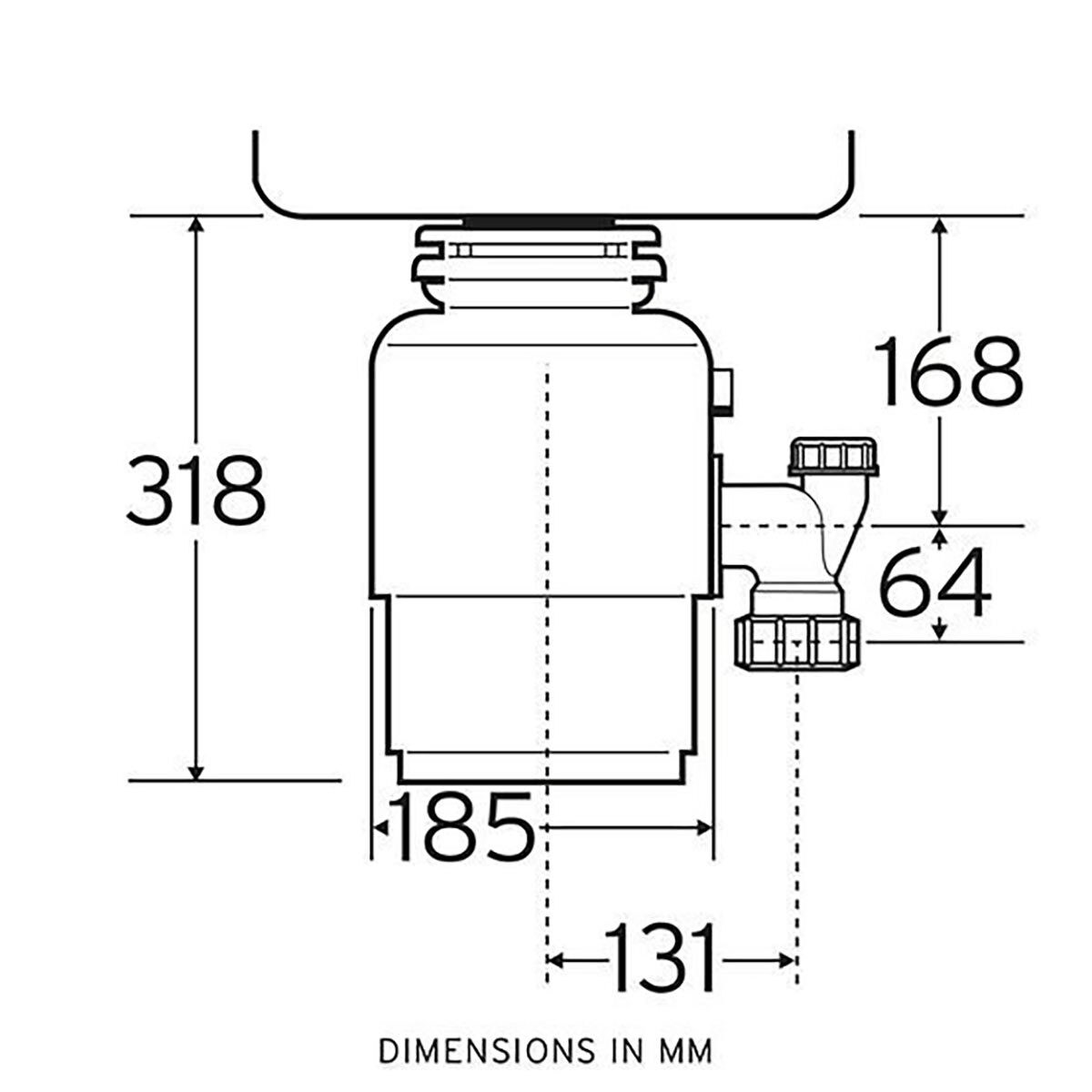 Line drawing of insinkerator on white background