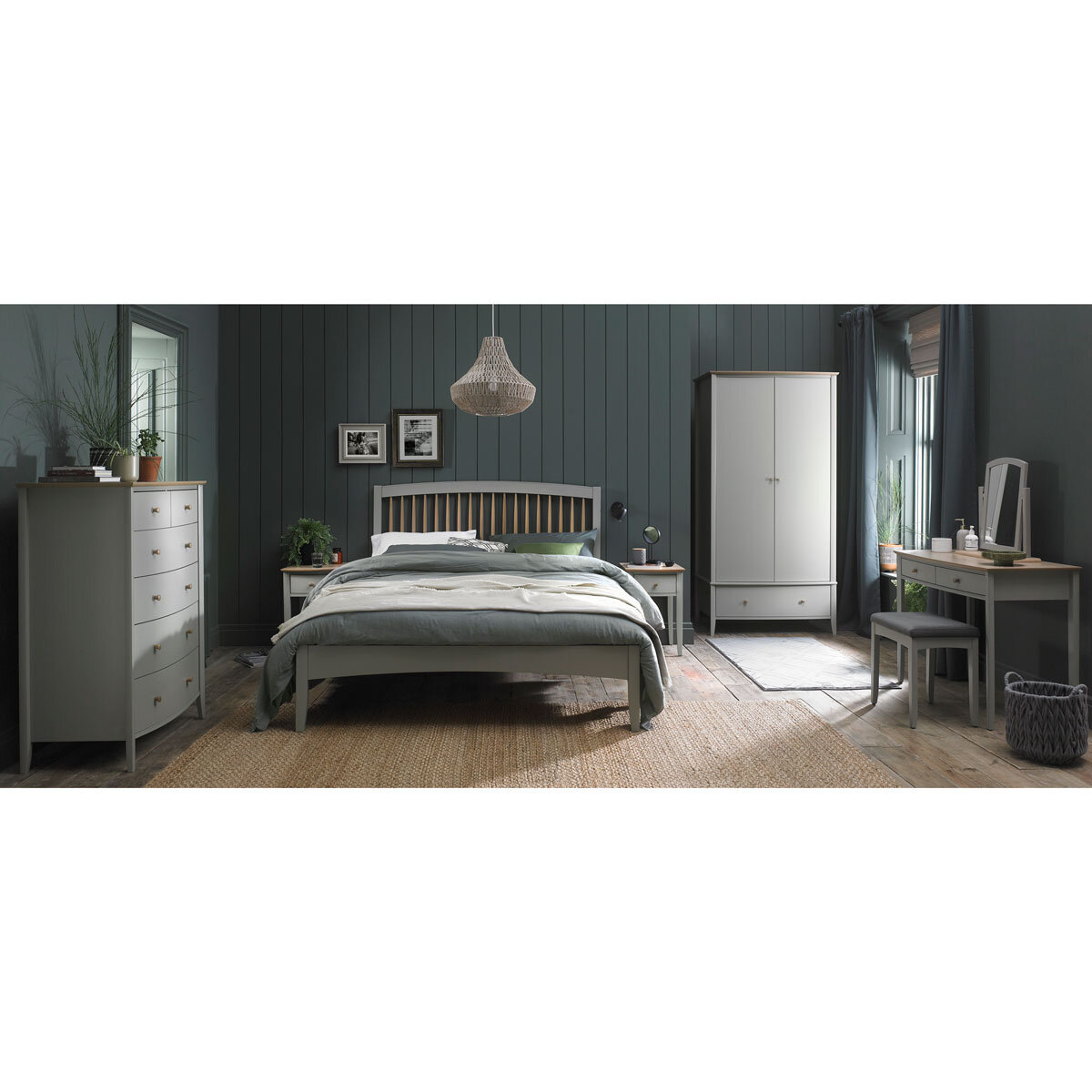 Bentley Designs Whitby Scandi Oak & Grey Bed Frame, King Size