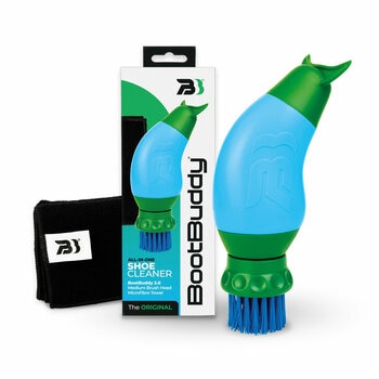 Studio image of the Boot Buddy with a microfibre towel Studio image of the Boot Buddy with a microfibre towel