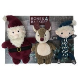 bone & barkers 3 pack dog toy with raindeer