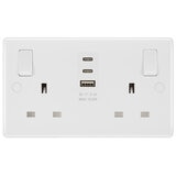 White Nexus Double Switched 13A Power Socket with 3 x USB A+C+C, Twin Pack at costco.co.uk