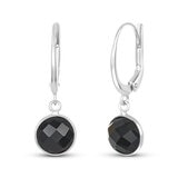 Round Cut Black Onyx Earrings, 14ct White Gold