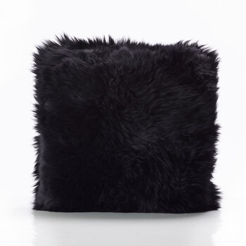 Bowron Double Sided Sheepskin Cushion, 35 x 35cm in Black