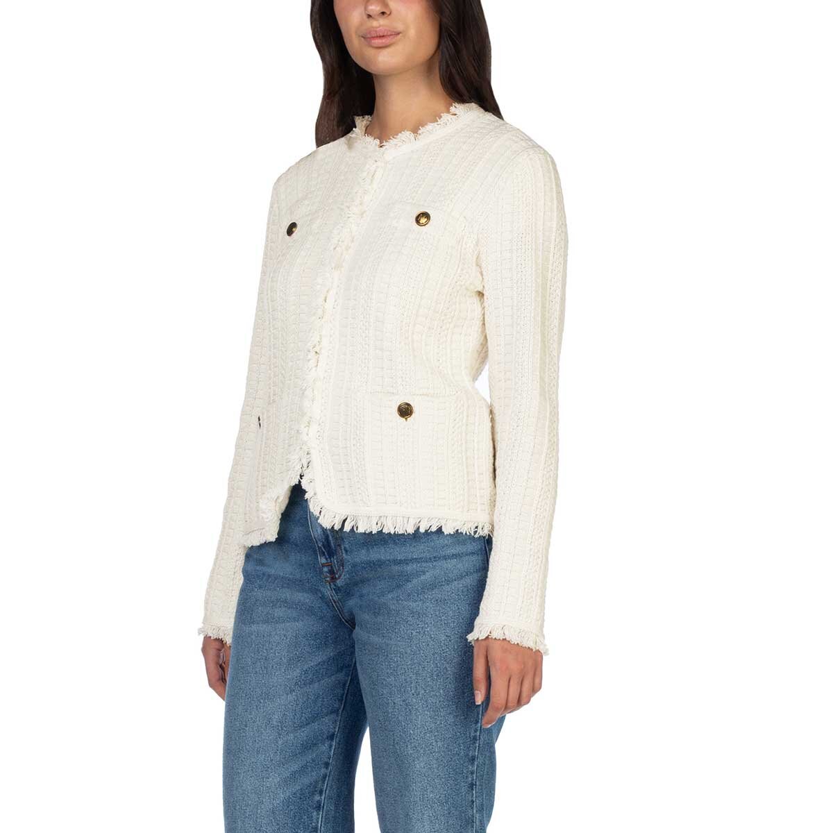 Wellworn Ladies Fringe Cardigan in Cream