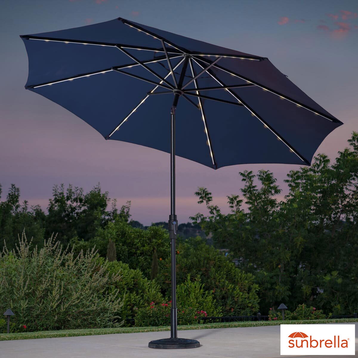 SunVilla 10ft Aluminium AutoTilt 56 LED Umbrella in Indigo