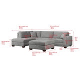 Thomasville Miles Grey Fabric Corner Sofa with Storage Ottoman in 2 Configurations