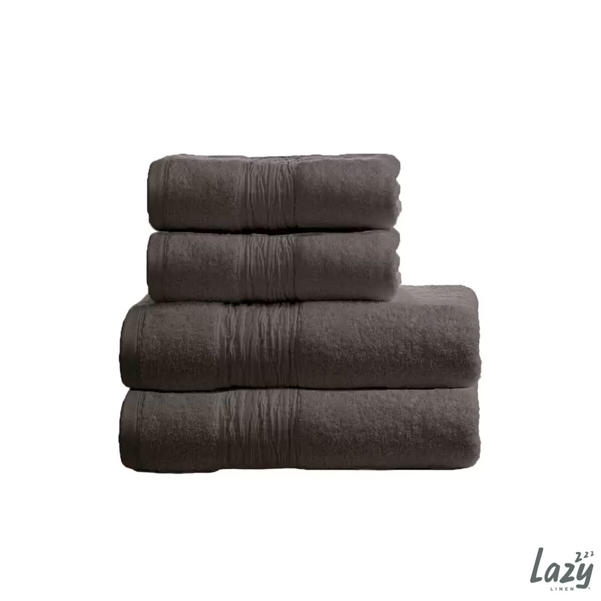 Lazy Linen 4 Piece Hand & Bath Towel Bundle in 6 Colours, 2 x Hand Towels & 2 x Bath Towels 