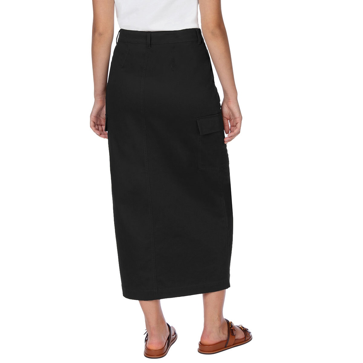 Wellworn Ladies Cargo Maxi Skirt in Black