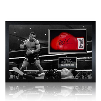 Mike Tyson Signed Boxing Glove Iconic Photo