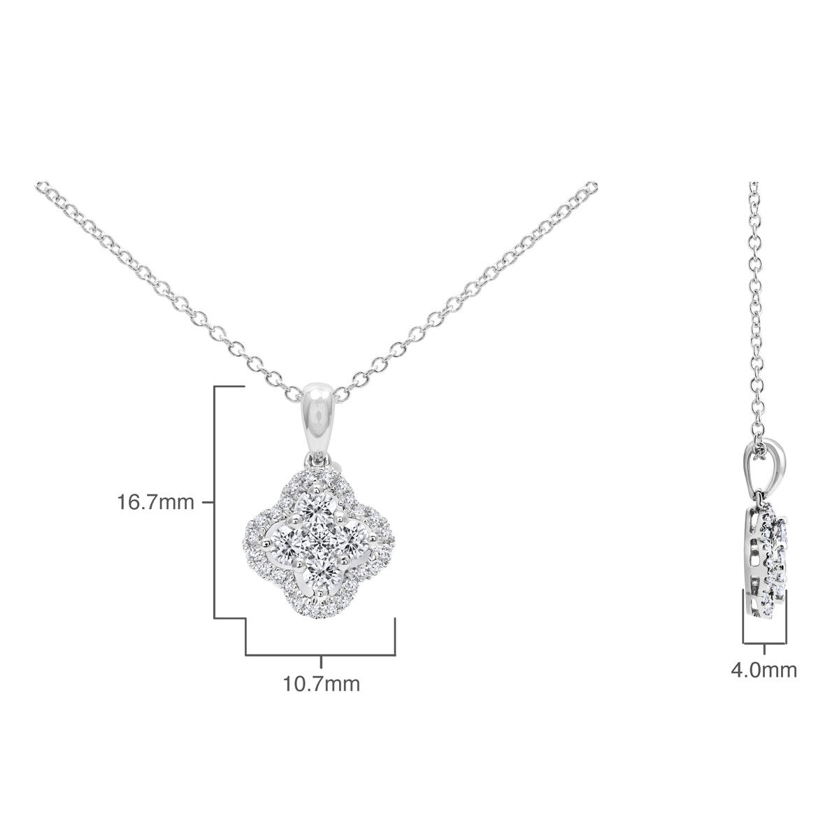 0.40ctw Round Briliant Cut Diamond Cluster Pendant, 18ct White Gold