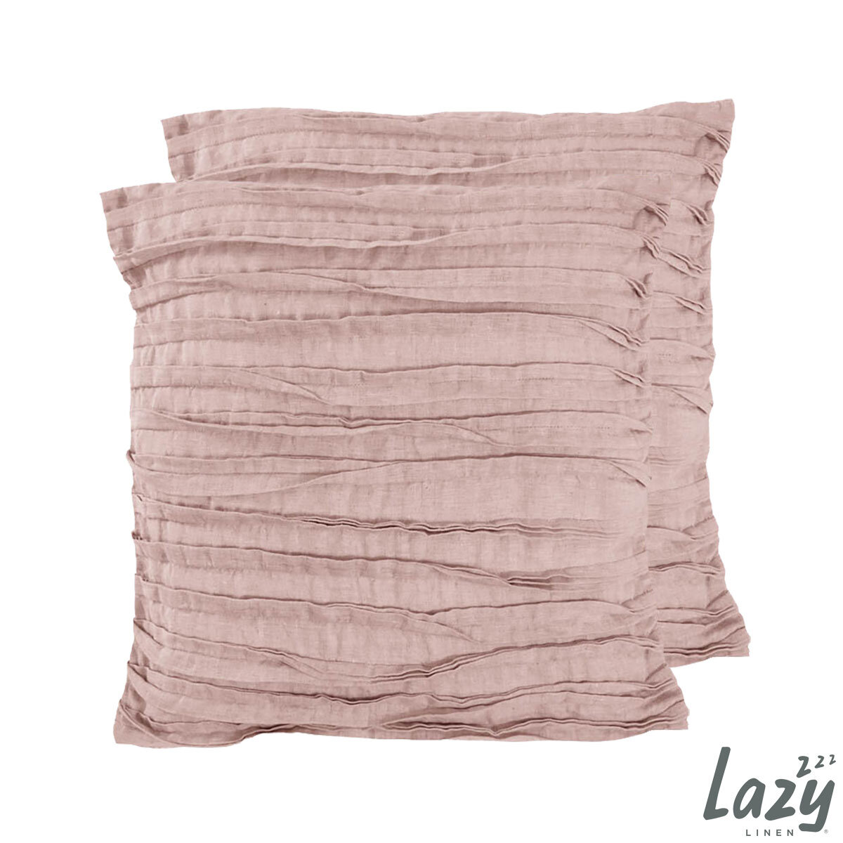 Lazy Linen 100% Washed Linen Cushion 2 Pack in Pink 