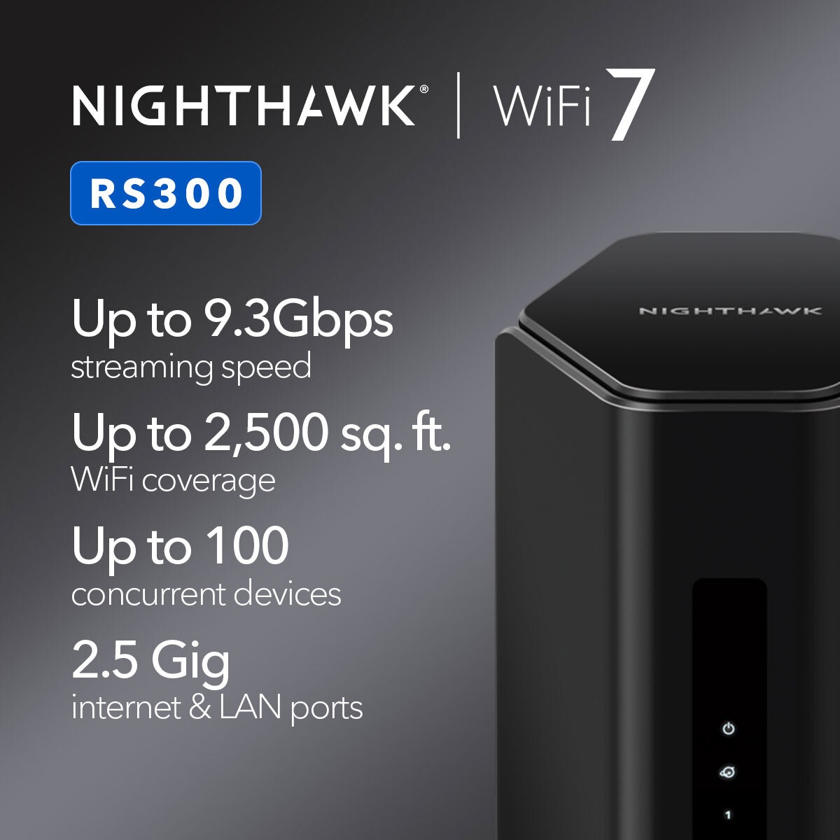 Netgear Nighthawk RS300 Tri-Band WiFi 7 Router 9.3Gbps,6GHZ,RS300-100EUS