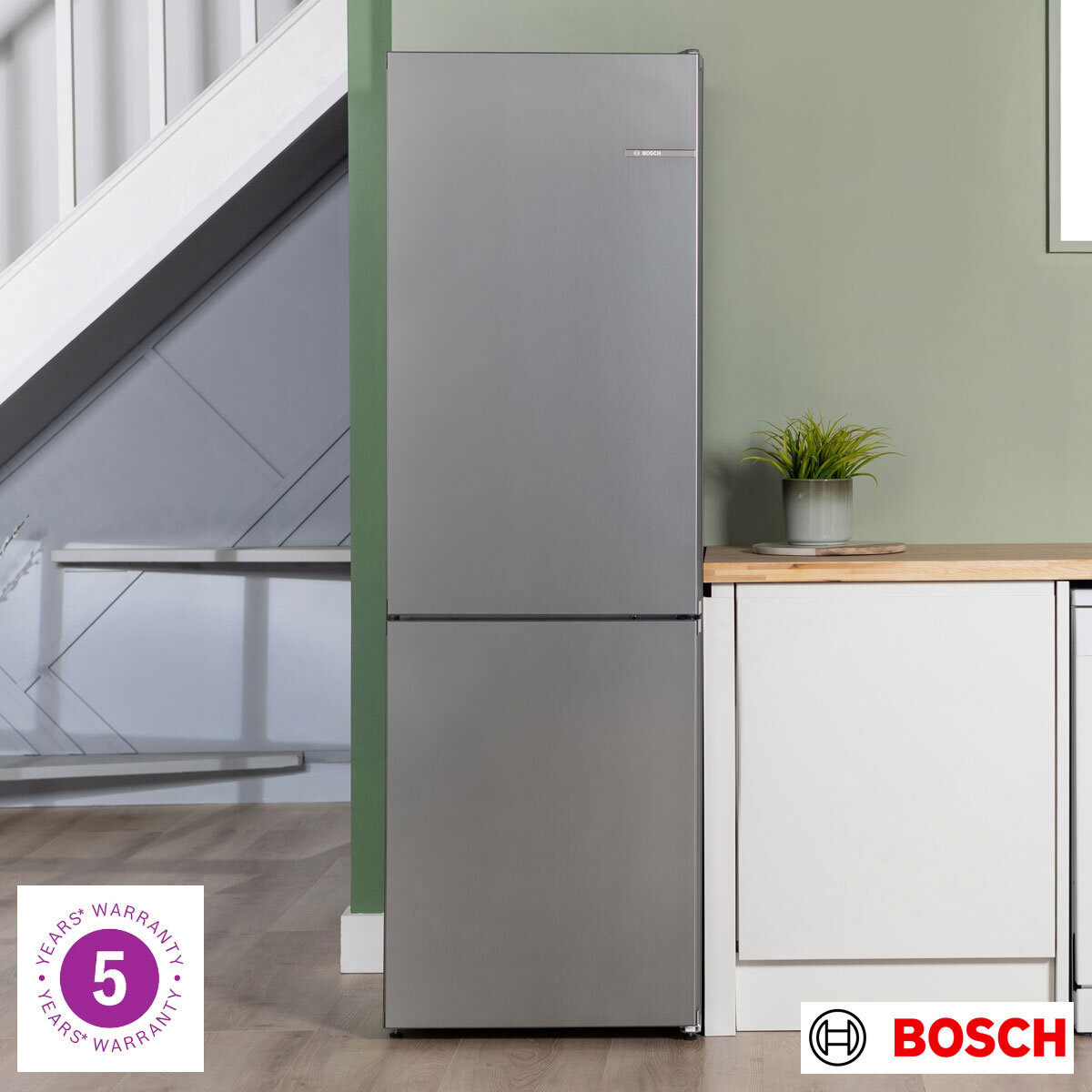 Bosch KGN362LDFG 321L Fridge Freezer, D Rated, in Stainless Steel