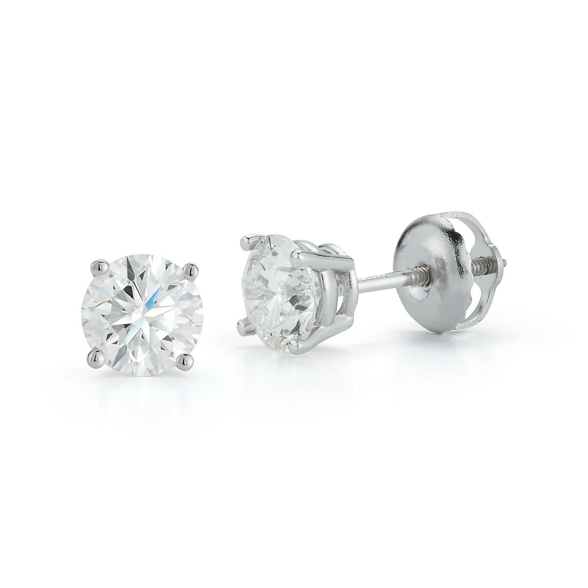 1.50ctw Round Brilliant Cut Diamond Stud Earrings, 18ct White Gold ...