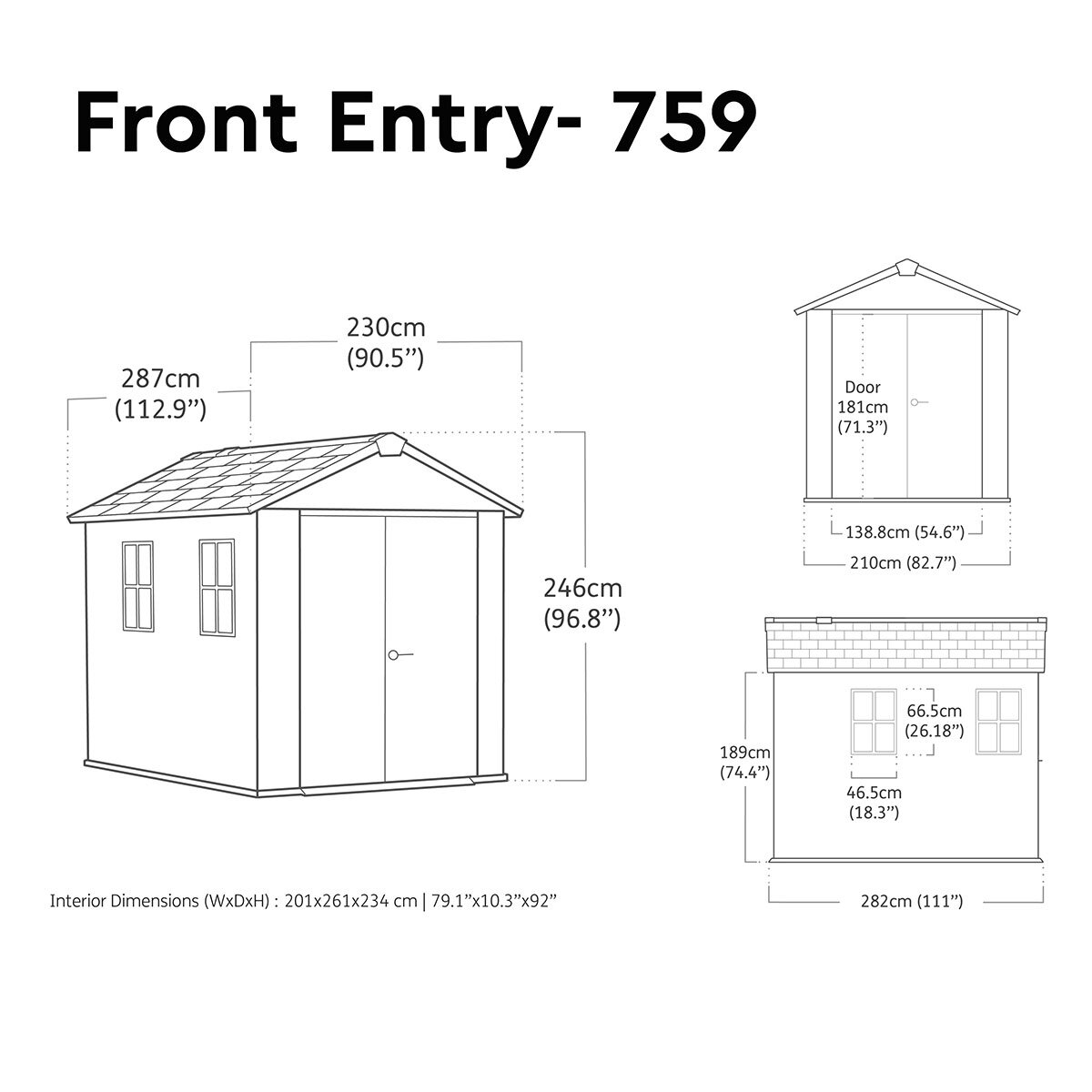 Keter Newton Plus 7ft 6" x 9ft 5" (2.3 x 2.9m) Storage Shed with Front Entry