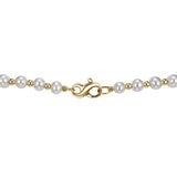 5-9m Cultured Freshwater White Pearl & Gold Bead Graduated Necklace, 14ct White Gold