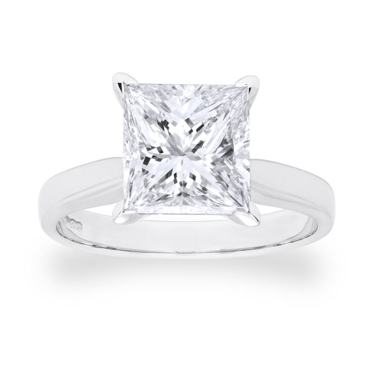 3ct Princess Cut Diamond Solitaire Ring, Platinum | Costco UK