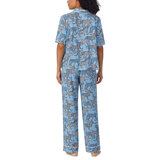 Room Service Notch Collar 2 Piece PJ Set in Blue